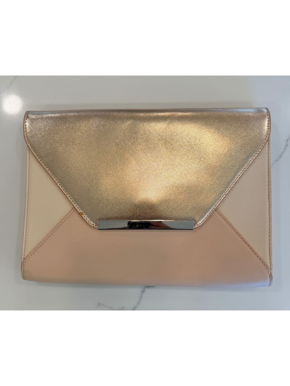 Express Purse Clutch Gold Cream Pink